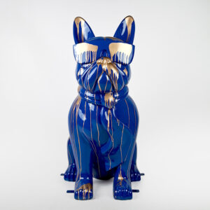 OT-046T1   BULLDOG CRAVAT XL 90x50x120cm - BLUE/TRASH GOLD